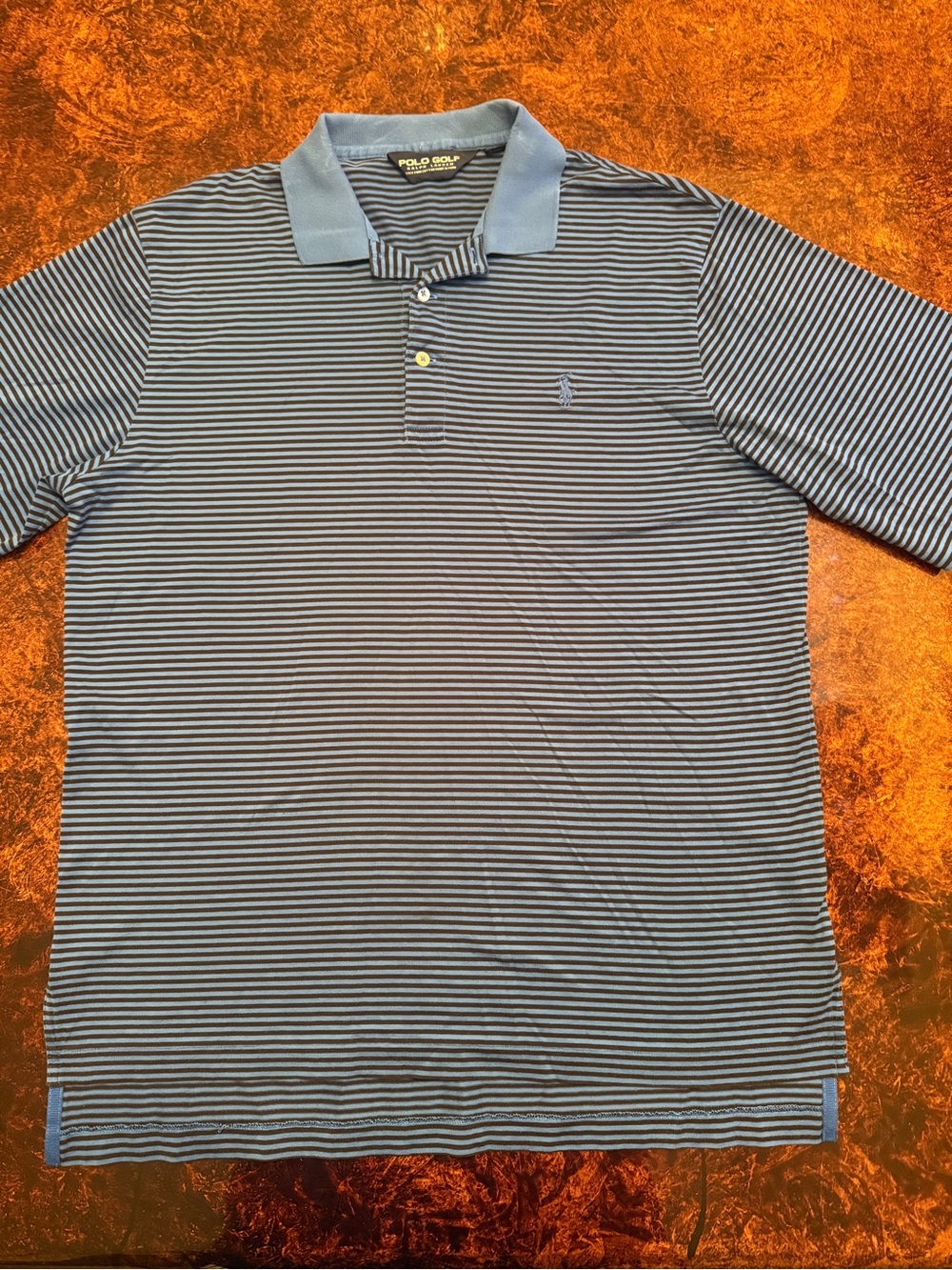 Polo by Ralph Lauren Men's Blue & White Striped Polo Shirt